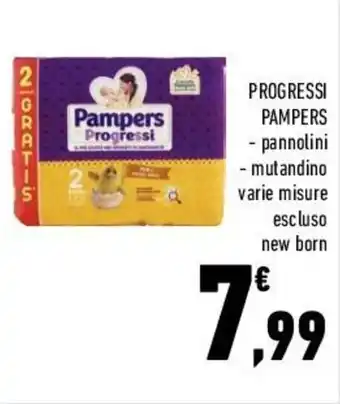 Conad Pampers Progressi pannolini, mutandino varie misure escluso new born offerta
