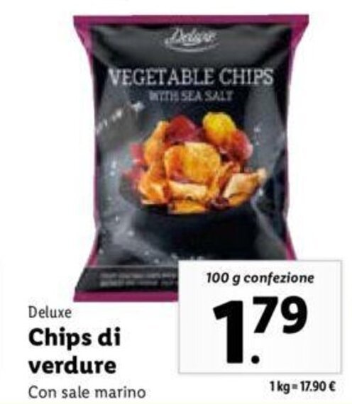 Deluxe Chips di Verdure 100 g confezione offerta di Lidl