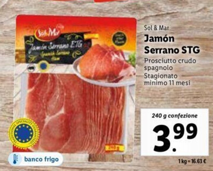 Sol & Mar Jamón Serrano STG Prosciutto Crudo Spagnolo Stagionato Minimo