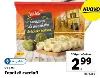 Lidl Sol & Mar Fondi di Carciofi 500 g confezione offerta