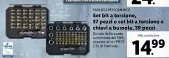 Lidl Parkside Performance Set Bit a Torsione, 37 Pezzi o Set Bit A Torsione E Chiavi A Bussola 39 Pezzi offerta