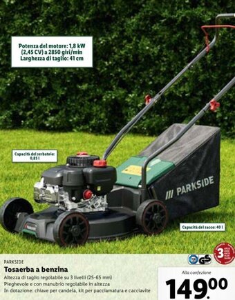 Lidl Parkside Tosaerba A Benzina offerta