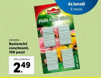 Lidl Grandiol Bastoncini Concimanti 100 pezzi offerta