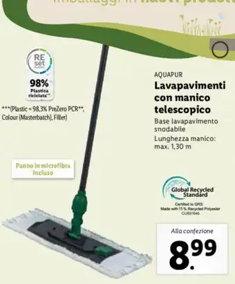 Lidl Aquapur Lavapavimenti Con Manico Telescopico Max. 1,30 m offerta