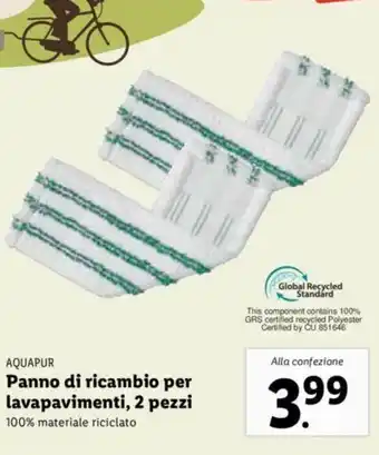 Lidl Aquapur Panno di Ricambio Per Lavapavimenti 2 Pezzi offerta