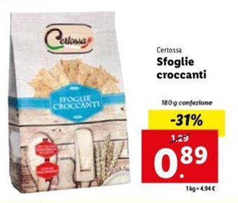 Lidl Certossa Sfoglie Croccanti 180 g confezione offerta