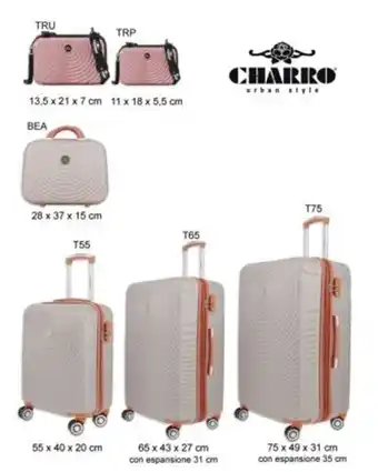 Charro - trolley grigio chiaro in abs e 4 ruote doppie
