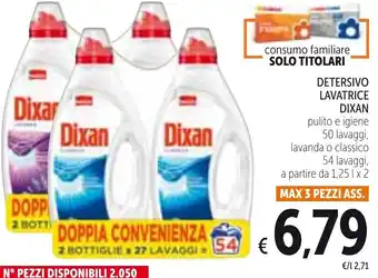 Spazio Conad Dixan Detersivo Lavatrice Pulito E Igiene 50 Lavaggi, Lavanda o Classico 54 Lavaggi, A Partire da 1,25 l x 2 offerta
