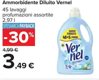 Carrefour Vernel Ammorbidente Diluito 45 lavaggi 2,97 l offerta