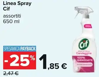 Carrefour Cif Linea Spray assortiti 650 ml offerta