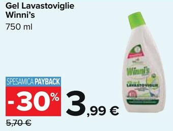 Carrefour Winni's Gel Lavastoviglie 750 ml offerta