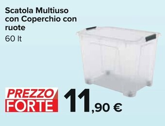 Carrefour Scatola Multiuso con Coperchio con ruote 60 lt offerta