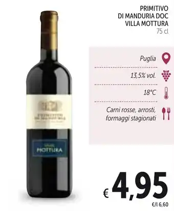 Spazio Conad Villa Mottura Primitivo Di Manduria DOC 75 cl offerta