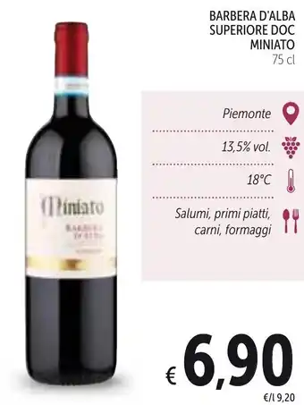 Spazio Conad Miniato Barbera D'Alba Superiore DOC 75 cl offerta
