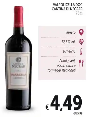 Spazio Conad Cantina di Negrar Valpolicella DOC 75 cl offerta
