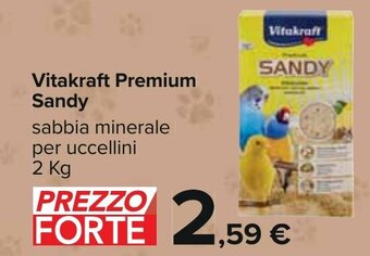 Carrefour Vitakraft Premium Sandy sabbia minerale per uccellini 2 kg offerta