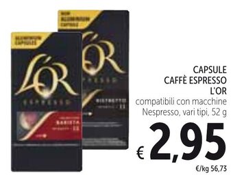 Spazio Conad L'Or Capsule Caffè Espresso Compatibili Con Macchine Nespresso, Vari Tipi 52 g offerta