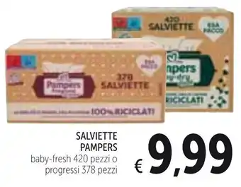 Spazio Conad Pampers Salviette Baby-Fresh 420 pezzi o Progressi 378 pezzi offerta