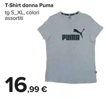 Carrefour Puma T-Shirt donna tg S-XL, colori assortiti offerta