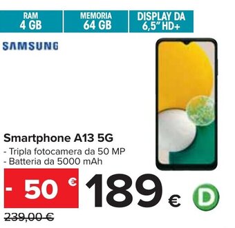 Carrefour Samsung Smartphone A13 5G offerta