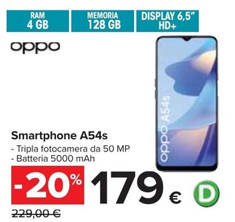 Carrefour Oppo Smartphone A54s offerta