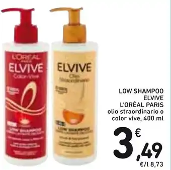 Spazio Conad L'Oréal Paris Elvive Low Shampoo Olio Straordinario o Color Vive 400 mll offerta
