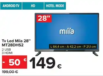 Carrefour Miia Tv Led 28" MT28DHS2 offerta