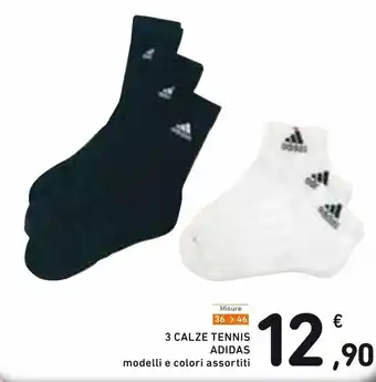 Spazio Conad Adidas 3 Calze Tennis Modelli e Colori Assortiti offerta