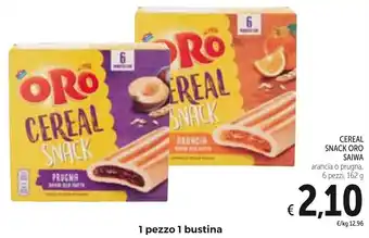 Spazio Conad Oro Saiwa Cereal Snack Arancia o Prugna 6 Pezzi 162 g offerta