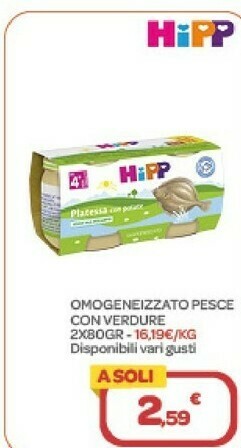 Bimbo Store Hipp Omogeneizzato Pesce Con Verdure offerta
