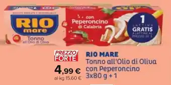 Carrefour Rio Mare Tonno all'Olio di Oliva con peperoncino 3x80 g + 1 offerta