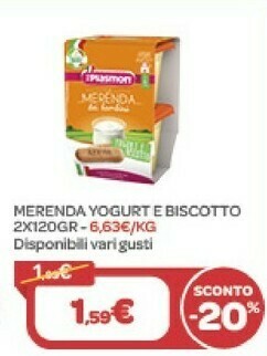 Bimbo Store Plasmon Merenda Yogurt E Biscotto offerta