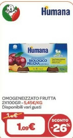 Bimbo Store Humana Omogeneizzato Frutta offerta