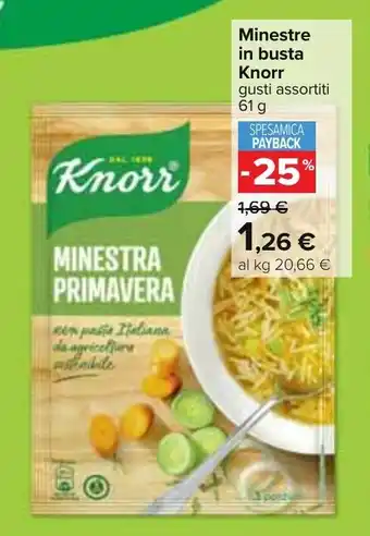 Carrefour Knorr Minestre in busta gusti assortiti 61 g offerta