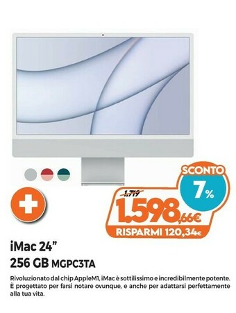 Expert Apple Imac 24 256 GB MGPC3TA offerta