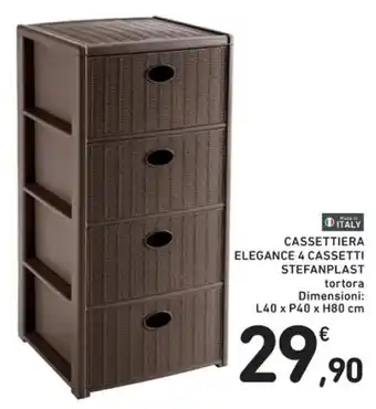 Stefanplast Cassettiera Elegance 4 Cassetti L 40 x P40 x H80 cm