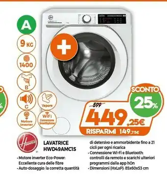 Expert Hoover HWD49AMC1S offerta