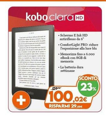 Rakuten Kobo Clara HD Lettore E-book Touch Screen 8 GB Wi-Fi Nero