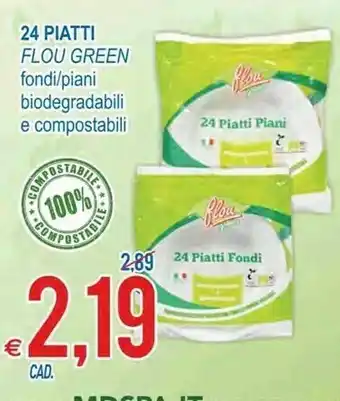 Flou Green 24 Piatti Fondi/ Piani Biodegradabili E Compostabili