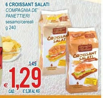 MD Discount Compagnia Dei Panettieri - 6 Croissant Salati Con Sesamo 240 G(ml) offerta