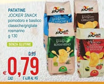 MD Discount Jocker snack Patatine Pomodoro E Basilico Classiche/ Grigliate Rosmarino 130 G offerta