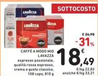 Conad Lavazza Caffè  Modo Mio 108 caps 810 g offerta