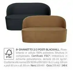Maisons du Monde Divanetto 2/3 Posti Blackhill offerta