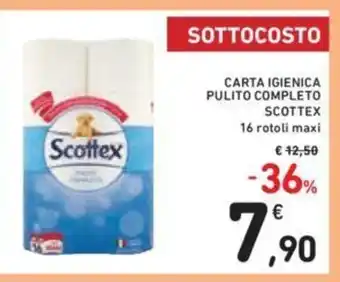Conad Scottex Carta Igienica Pulito Completo 16 rotoli maxi offerta