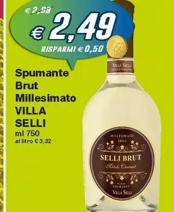 Prix Quality Villa Selli Spumante Brut Millesimato offerta