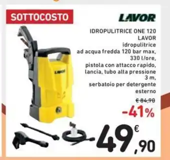 Conad Lavor Idropulitrice One 120 idropulitrice ad acqua fredda 120 bar max, 330 l/ore, pistola con attacco rapido, lancia, tubo al offerta