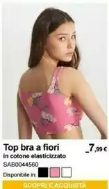 Top Bra A Fiori In Cotone Elasticizzato