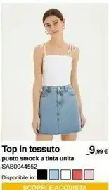 Terranova Top In Tessuto Punto Smock A Tinta Unita offerta