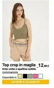 Terranova Top Crop In Maglia Tinta Unita E Spallina Sottile offerta