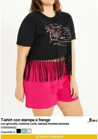 Terranova T-shirt Con Stampa E Frange offerta